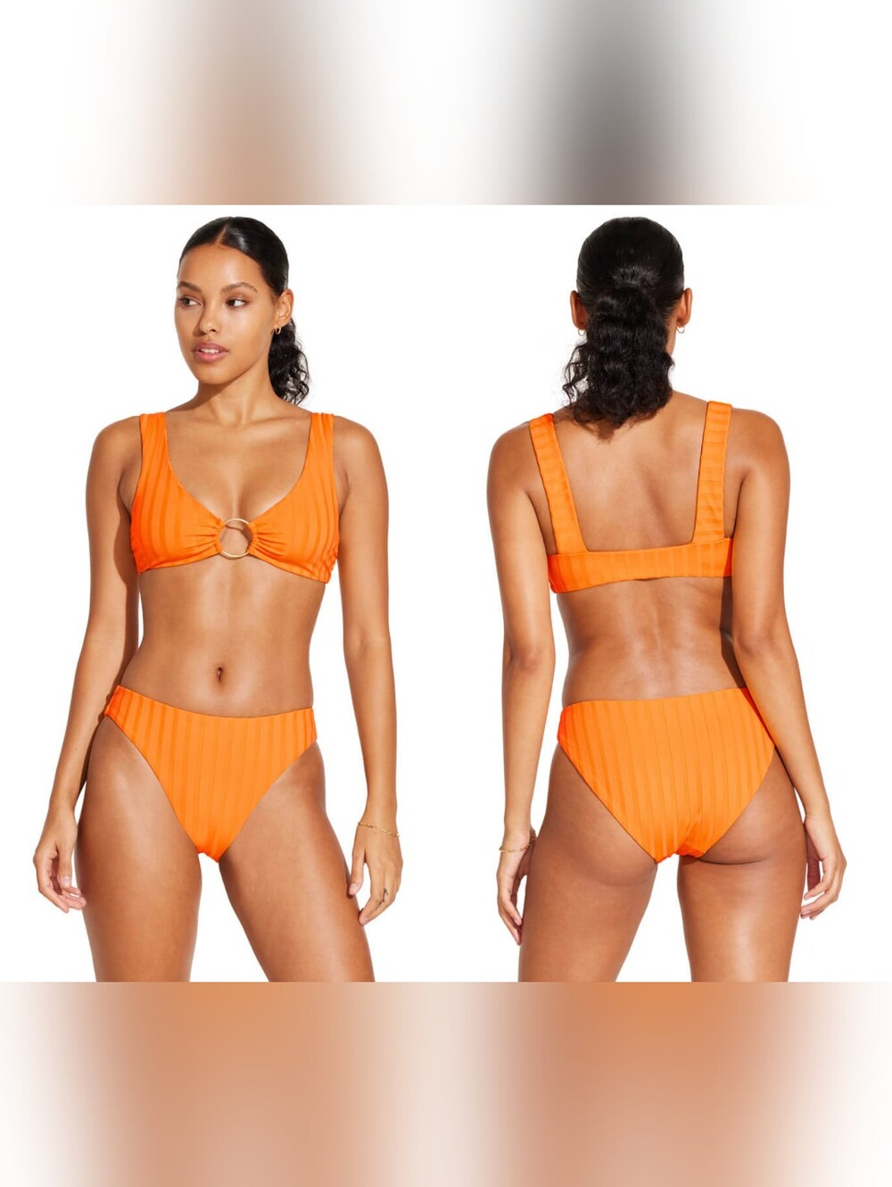 Vitamin A Skylar Bikini In Tangerine Super Rib